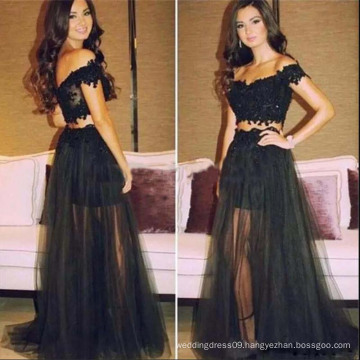 Black Two Piece Bohemian Style Party Couture Evening Dresses